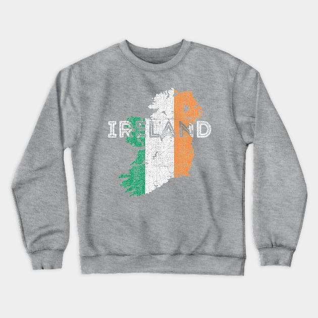 Ireland Map Shape and Flag Crewneck Sweatshirt by Family Heritage Gifts